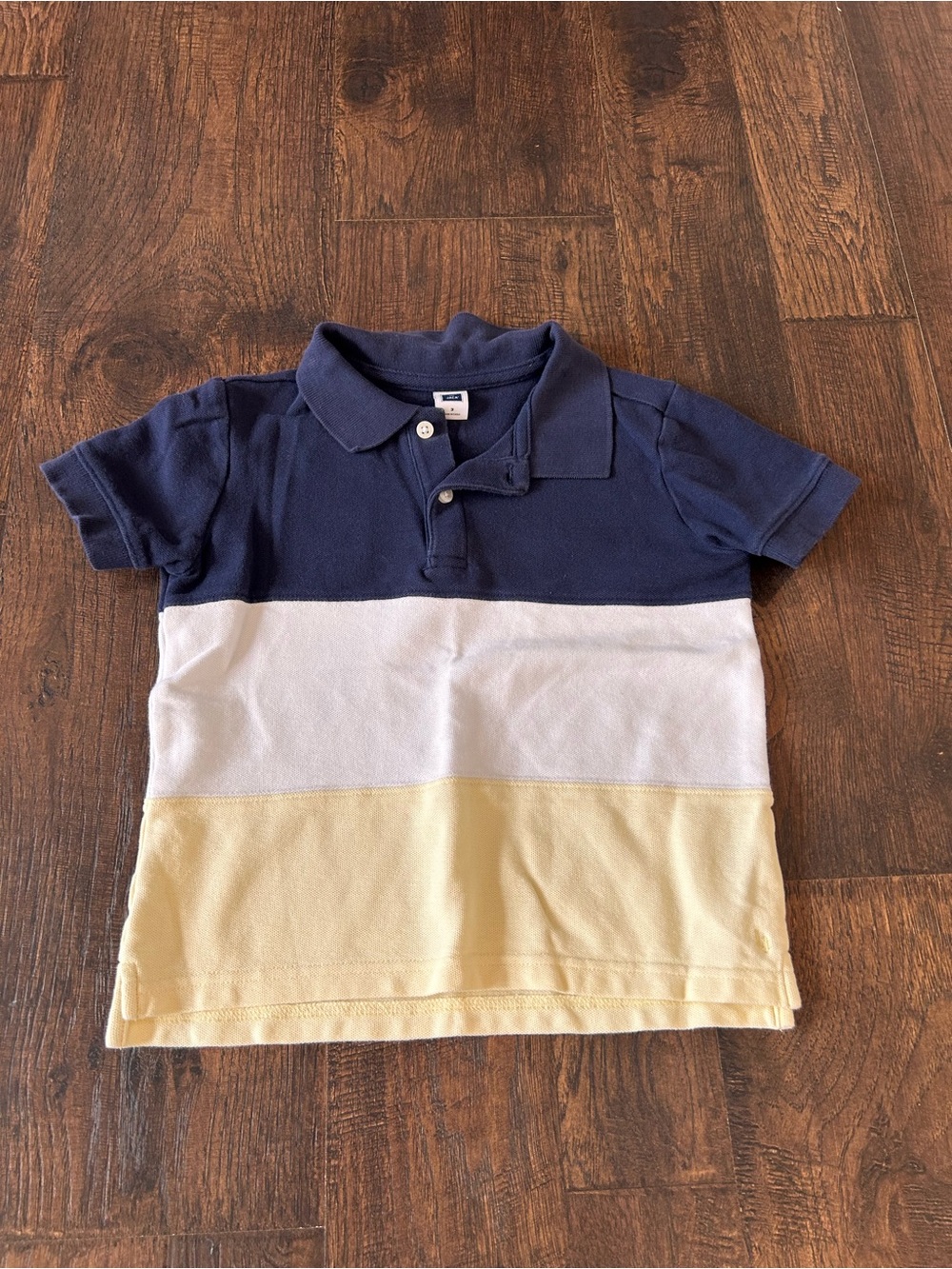 Janie and Jack Colorblock Polo in Navy, White & Yellow